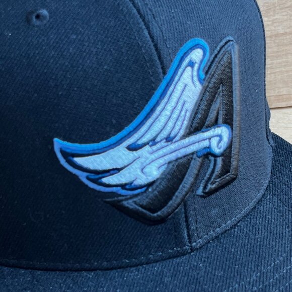 MITCHELL & NESS LOS ANGELES ANGELS SNAPBACK HAT Black Logo Adjustable NEW - Picture 2 of 5